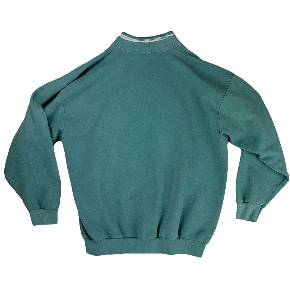 90's VTG Morning Sun M Blue Sweatshirt Chickadee Christmas Collar Pullover‎ - Picture 2 of 11